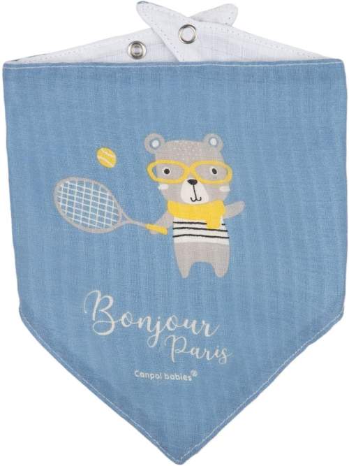 Canpol babies Bonjour Paris Muslin Bib Blue mušelínový slintáček 2 ks