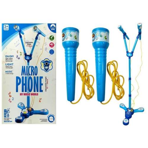 Mikrofony Karaoke Set pro děti Modrý Stativ na baterie