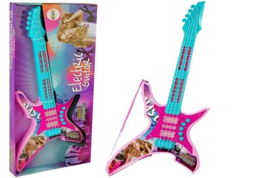Import LEANToys Elektrická kytara se světly a zvuky růžová 62 cm
