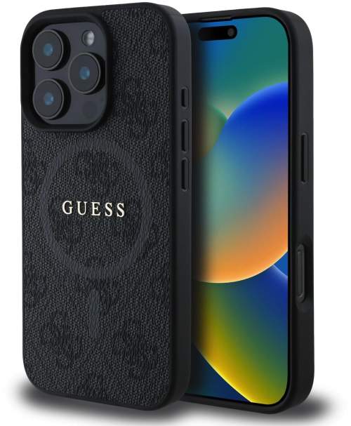 Guess PU Leather 4G Colored Ring MagSafe Zadní Kryt pro iPhone 16 Pro Max Barva: Černá