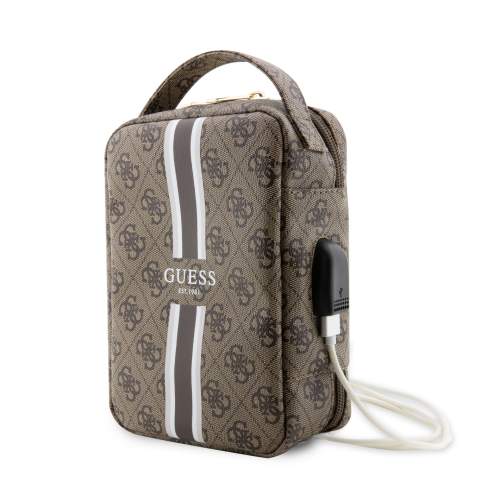 Guess PU 4G Printed Stripes Travel Universal Bag hnědý