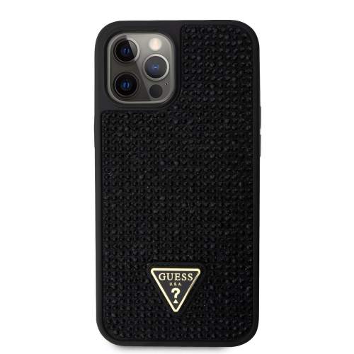 Guess Rhinestones Triangle Metal Logo Kryt pro iPhone 12 Pro Max Black