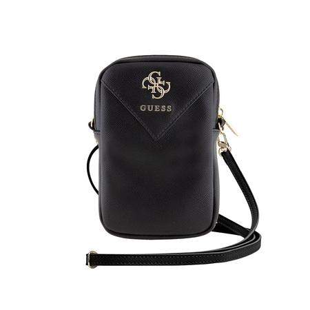 Guess PU Grained 4G Metal Logo Taška na Telefon se Zipem Black