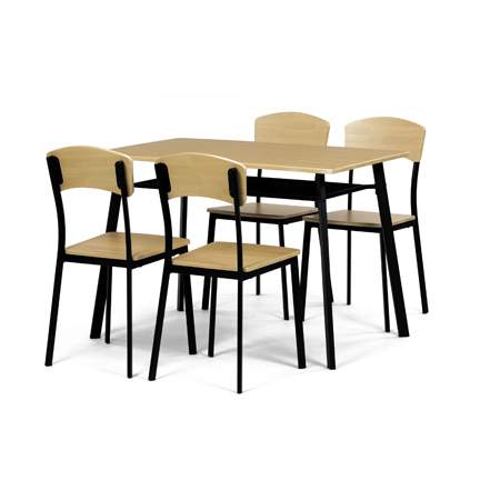 Set jídelní (1+4), MDF dekor dub, černý kov AUT-O2222 OAK
