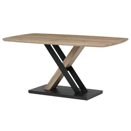 Stůl jídelní 160x90cm, MDF, 3D dekor dub san remo, kovové nohy, černý lak. HT-W1570 SRE