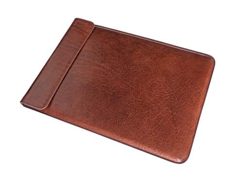 Kožené pouzdro s klopnou na MacBook / iPad, Tmavě hnědé
