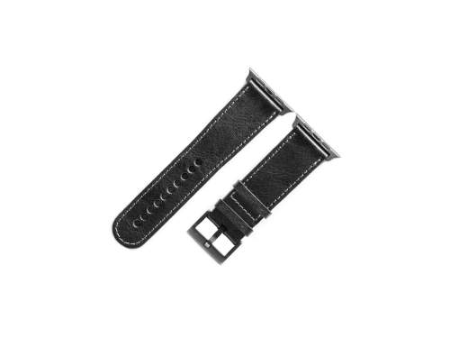 Kožený řemínek na Apple Watch, Černá Kování: Vesmírně šedý hliník