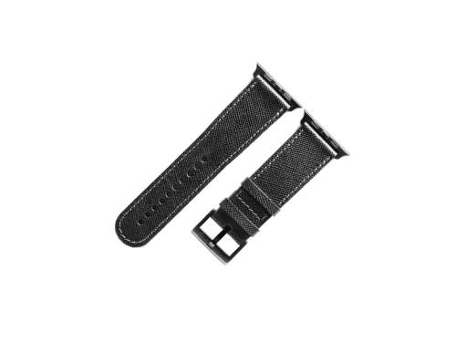Kožený řemínek na Apple Watch, Saffiano černá Kování: Vesmírně černá ocel