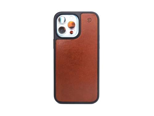 Kožený kryt na iPhone 15, Tmavě hnědý