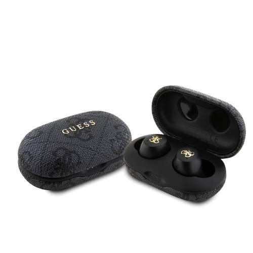 Guess True Wireless 4G PU Metal Logo BT5.3 Stereo Earphones černé