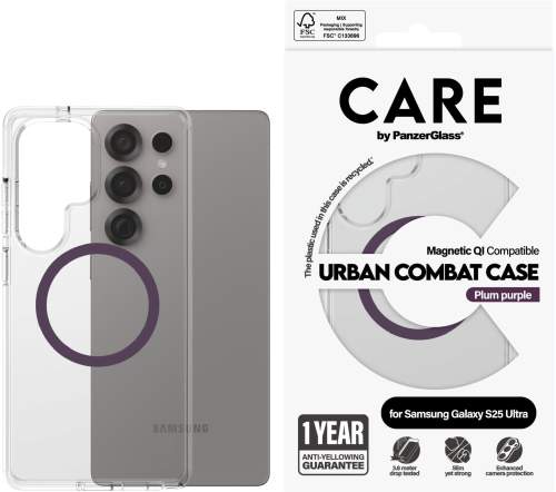 PanzerGlass CARE kryt Samsung Galaxy S25 Ultra Urban Combat čirý/fialový QI (Plum Purple)