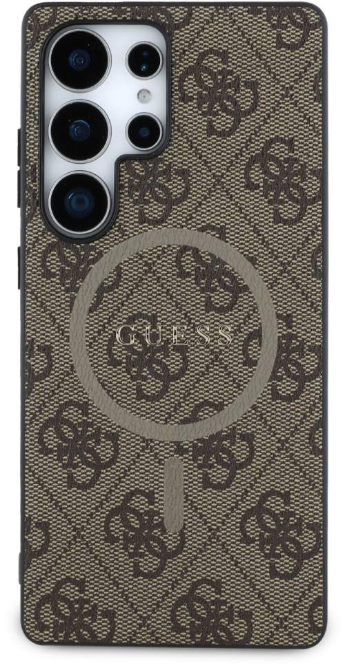 Zadní kryt Guess PU Leather 4G Colored Ring MagSafe pro Samsung Galaxy S25 Ultra Brown