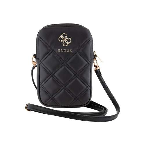 Guess PU Quilted 4G Metal Logo Taška na Telefon se Zipem Barva: Černá