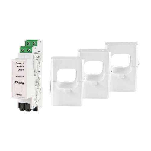 Shelly Pro 3EM 400A bílá / Třífázový měřič spotřeby / BT 4.2 / WiFi