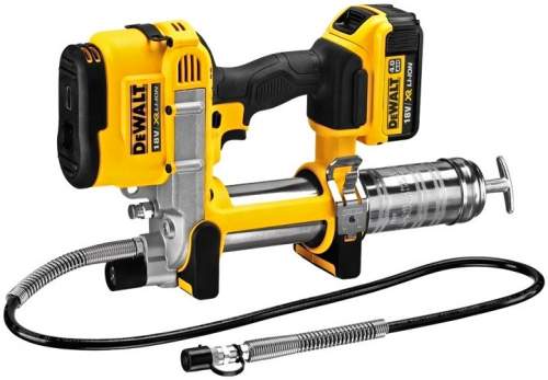 DeWALT 18 V XR výtlačná maznice, 1 x Li-ion 4,0 Ah, nabíječka DCGG571M1