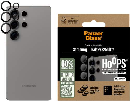 PanzerGlass Hoops Samsung Galaxy S25 Ultra černé ochranné kroužky pro čočky fotoaparátu