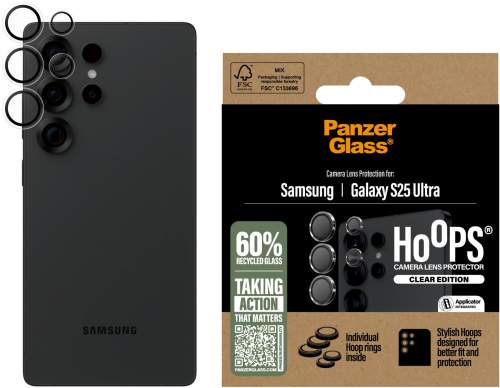 PanzerGlass Hoops Samsung Galaxy S25 Ultra čiré ochranné kroužky pro čočky fotoaparátu
