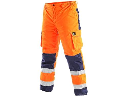 Canis | Kalhoty CXS CARDIFF, výstražné, zateplené, pánské - Oranžová reflexní, Modrá / 3XL / 3XL / oranžová