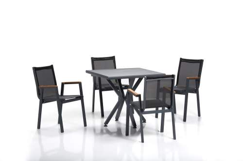 Černý hliníkový zahradní jídelní set pro 4 Samara – Floriane Garden