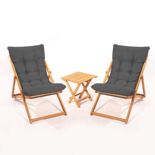 Hanah Home Garden Table & Chairs Set (3 Pieces) MY005 - Grey GreyNatural