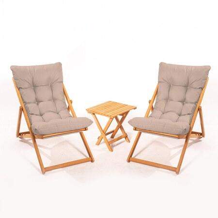 Hanah Home Garden Table & Chairs Set (3 Pieces) MY005 - Brown BrownNatural