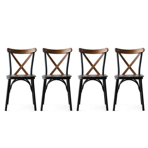 Hanah Home Chair Set (4 Pieces) Ahşap Ekol - 261 V4 Walnut
