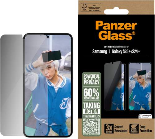PanzerGlass® Privacy sklo Samsung Galaxy S25+/S24+ s instalačním rámečkem