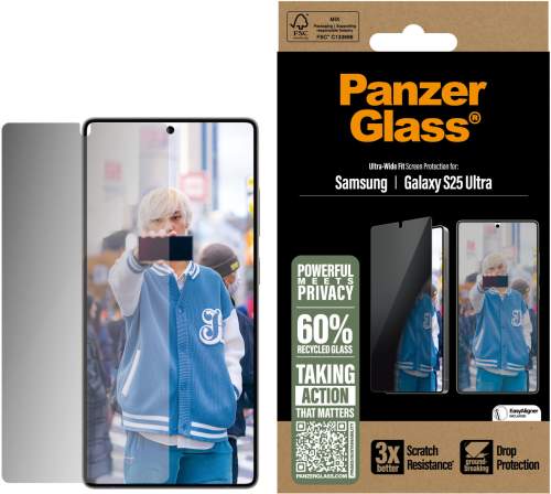 PanzerGlass® Privacy sklo Samsung Galaxy S25 Ultra s instalačním rámečkem