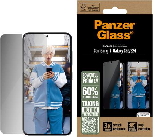 PanzerGlass® Privacy sklo Samsung Galaxy S25/S24 s instalačním rámečkem