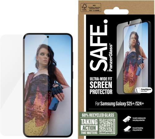 PanzerGlass® SAFE Ultra-Wide Fit sklo Samsung Galaxy S25+/S24+ s instalačním rámečkem