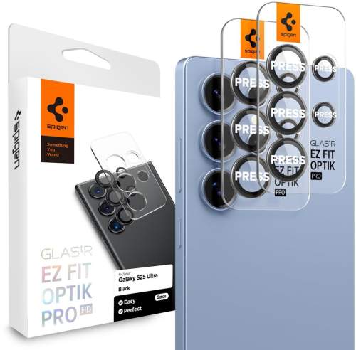 Spigen Glass tR EZ Fit Optik Pro HD skla na fotoapará Samsung Galaxy S25 Ultra černá (2 ks)