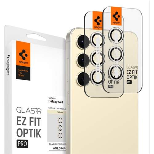 Spigen Glass tR EZ Fit Optik Pro 2 Pack ochranné sklo na fotoaparát Samsung Galaxy S24 žluté