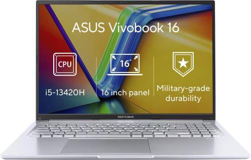 ASUS NTB Vivobook 16 (X1605VA-MB1681W), i5-13420H, 16" 1920 x 1200, 16GB, 512GB SSD, Iris X, W11 Home, Silver, X1605VA-MB1681W