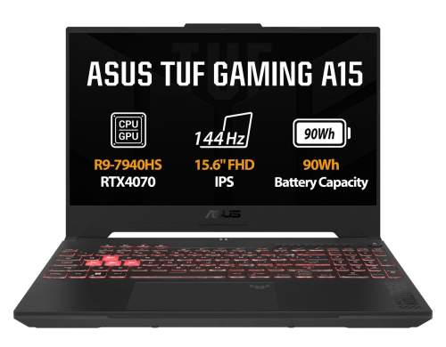 ASUS TUF Gaming A15/FA507XI/R9-7940HS/15,6"/FHD/16GB/1TB SSD/RTX 4070/bez OS/Gray/2R