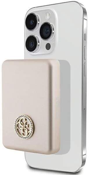 Guess MagSafe 4G Strassed Metal Logo 5W 3000mAh zlatá indukční powerbanka