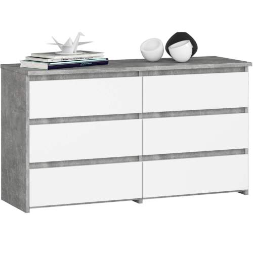 Ak furniture Komoda CL 100 cm 6 zásuvek beton/bílá