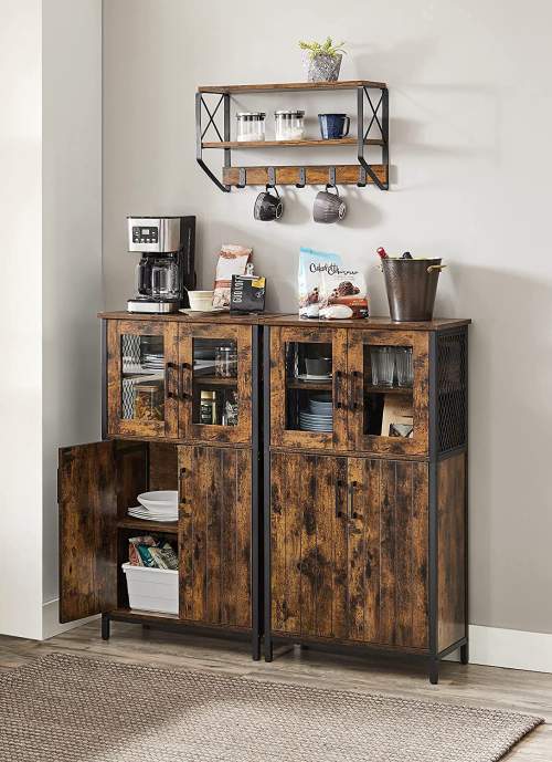 Komoda velká skříňka vitrína Loft industriální rustikální hnědá 108 cm
