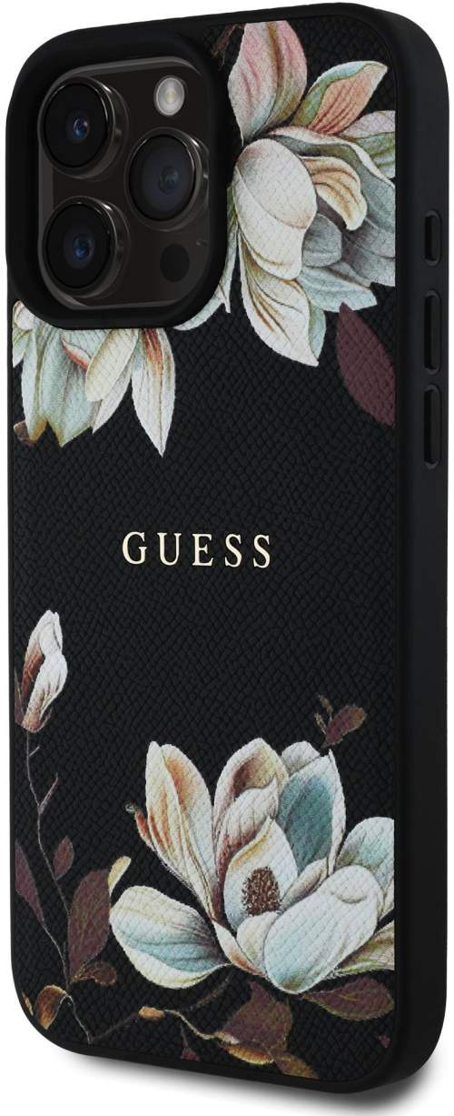 Guess PU Grained Magnolia MagSafe kryt iPhone 16 Pro Max černý