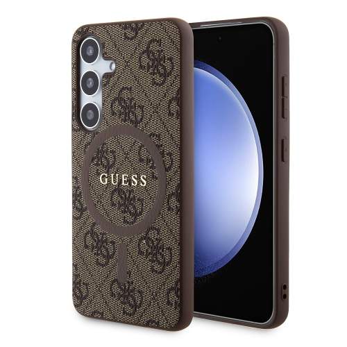 Guess 4G Collection Leather Metal Logo MagSafe - kryt Samsung Galaxy S24+ (hnědý)