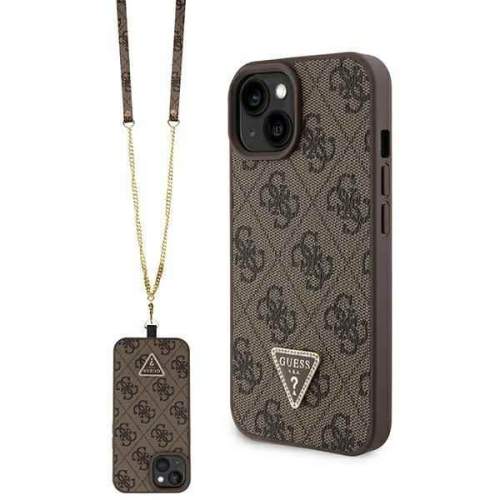 Guess GUHCP15MP4TDSCPW Apple iPhone 15 Plus / 14 Plus hardcase Crossbody 4G Metal Logo brown