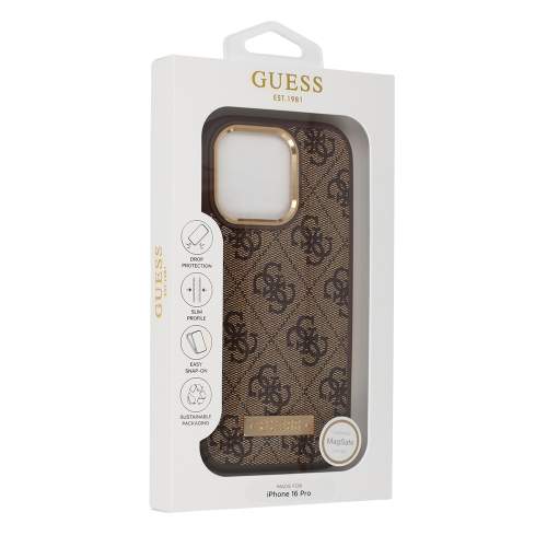 Guess GUHMP16LU4GPRW Apple iPhone 16 Pro hardcase 4G Logo Plate MagSafe brown