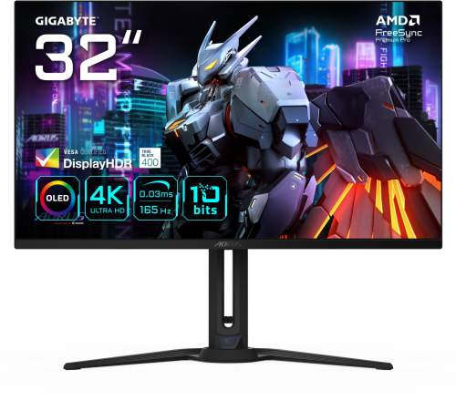 GIGABYTE LCD - 32" Gaming monitor AORUS FO32U, OLED, 3840 x 2160 UHD, 165Hz, 1.5M:1, 250cd/m2, 0.03ms, 2xHDMI, 1xDP, AORUS FO32U