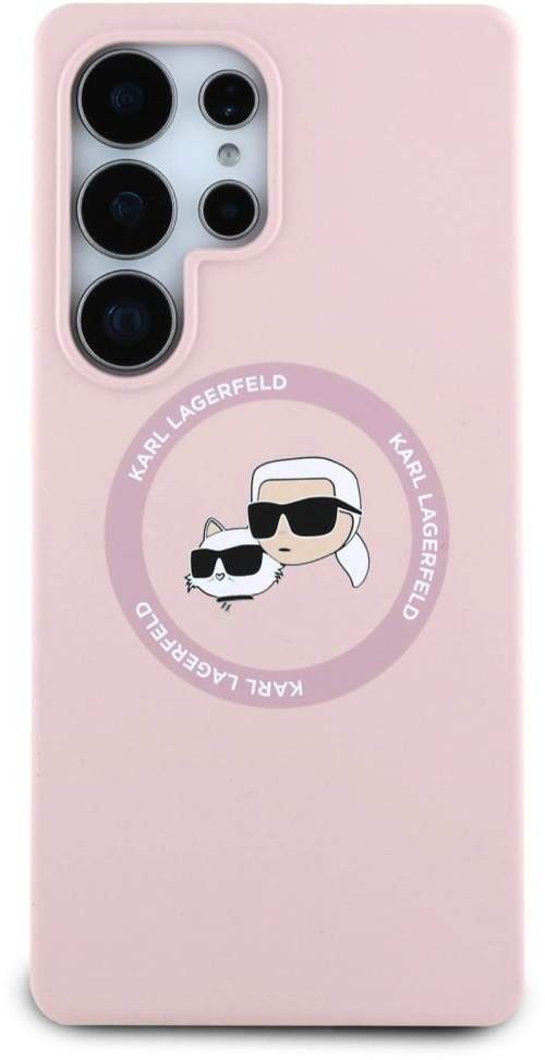 Zadní kryt Karl Lagerfeld Liquid Silicone K&CH Heads MagSafe pro Samsung Galaxy S25 Ultra, růžová