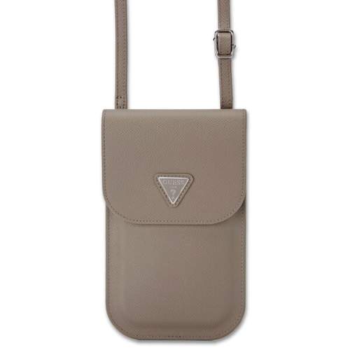 Guess PU Grained Triangle Logo Taška na Telefon Brown