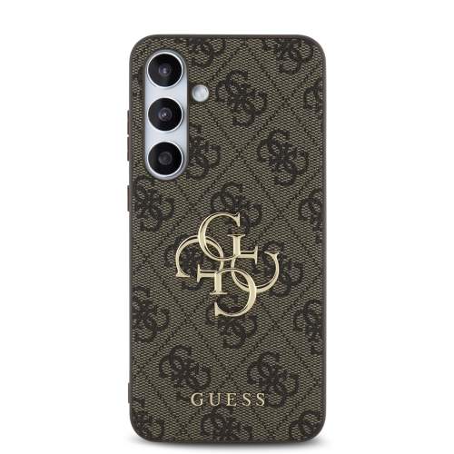 Guess PU 4G Metal Logo Zadní Kryt pro Samsung Galaxy S24 FE Brown