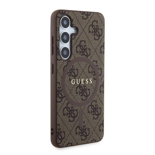 Kryt Guess GUHMS24SG4GFRW S24 S921 brown hardcase 4G Collection Leather Metal Logo MagSafe (GUHMS24SG4GFRW)