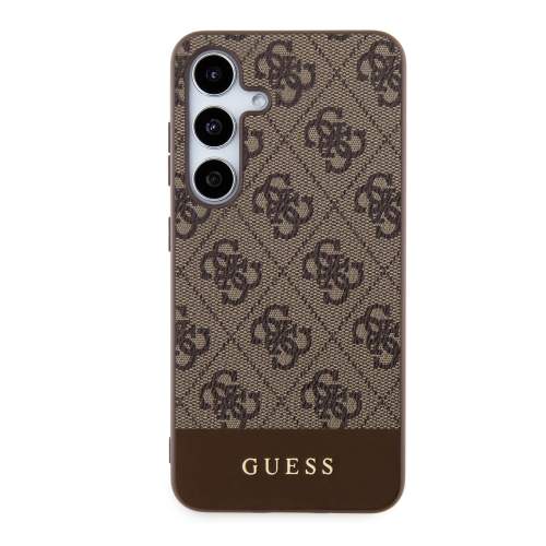 Guess PU 4G Stripe Zadní kryt Samsung Galaxy S24+ hnědý
