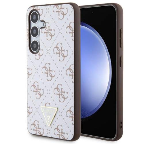 Guess PU Leather 4G Triangle Metal Logo kožený Kryt pro Samsung Galaxy S24 Barva: Bílá