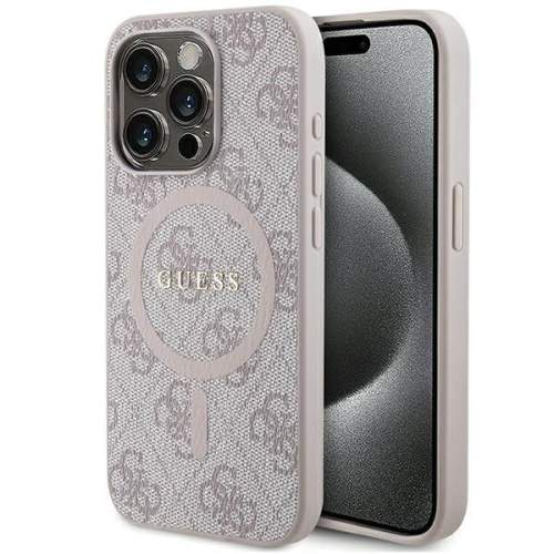 Kryt Guess GUHMP15LG4GFRP iPhone 15 Pro 6.1" pink hardcase 4G Collection Leather Metal Logo MagSafe (GUHMP15LG4GFRP)