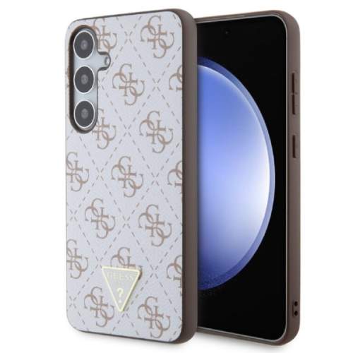 Guess PU Leather 4G Triangle Metal Logo kožený Kryt pro Samsung Galaxy S24+ Barva: Bílá